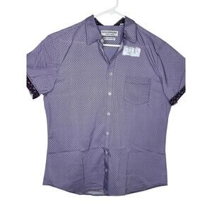 Nick Graham Purple Print Shirt Men's Short Sleeve Button Down Size Large Nwt